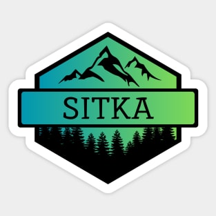 Sitka Alaska Mountains and Trees Sticker